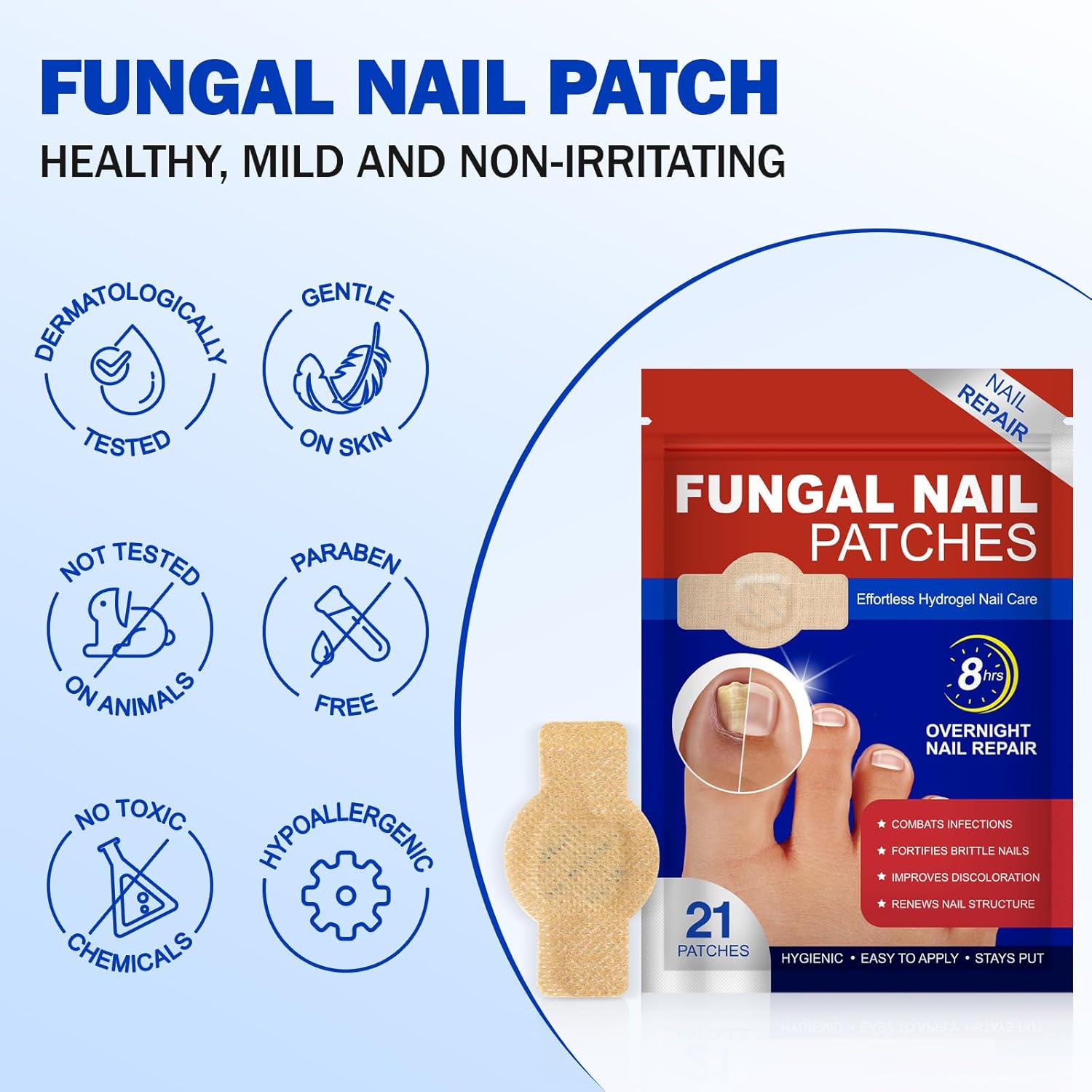 Fungal Nail Patches 2Pack -Toenail Treatment Extra Strength 1/2/3Pcs- Nail Repair for Restores Damaged Nails and Appearance of Discolored