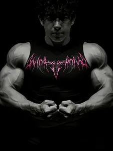 Dark Personality Print Slim Fit Sleeveless T-Shirt, Workout Quick-Dry Elastic Top, European Style Muscle-Defining Sporty Vest, Sports Clothes