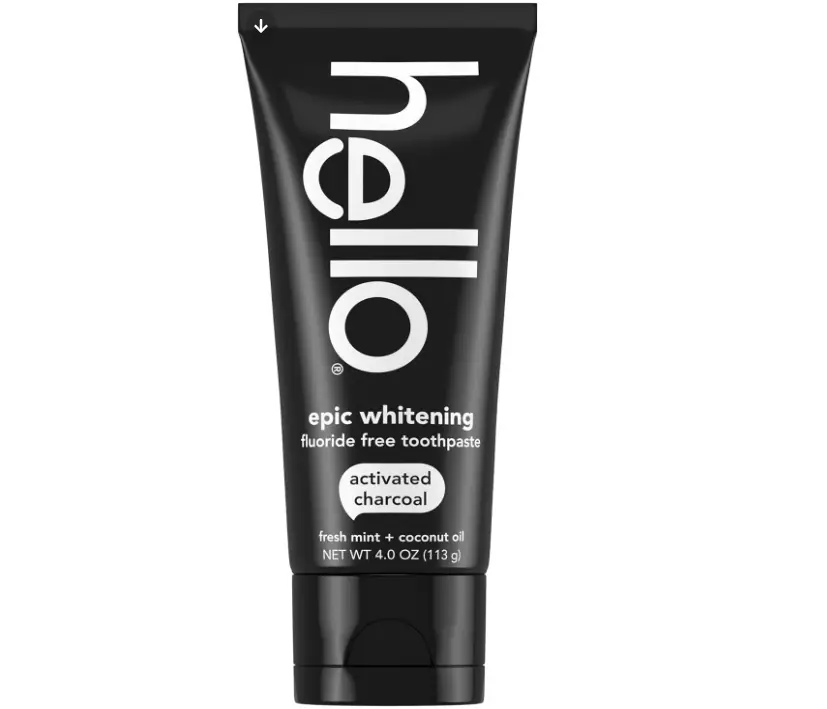 hello Activated Charcoal Epic Whitening Fluoride Free Toothpaste, Fresh Mint + Coconut Oil, Vegan & SLS Free