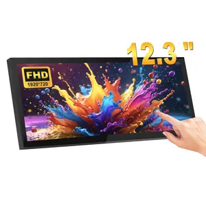 12.3 Inch Touchscreen Monitor IPS 1920x720 Stretched Bar LCD Mini Touch Screen Monitor Secondary Screen Portable Display HDMI for Laptop PC Temperature Aida64 GPU CPU RAM Monitoring