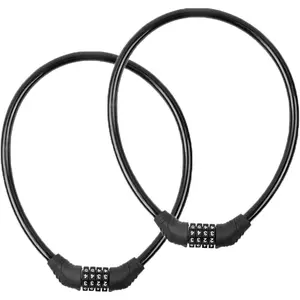 2 PACK Bike Locks Cable,Anti Theft Bicycle Lock Chain,4 Digit Security Resettable Bike Combination Lock Self Coiling Combination Cable Combo Bike Locks Without Mounting Bracket,2 Feetx1/2 Inch (Black)