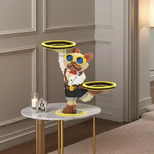 Valentine's Day French Bulldog Key Holder Animal Building Block 3D Puzzle Model Stress Relief Toy Indoor Decoration Gift Puzzle Game