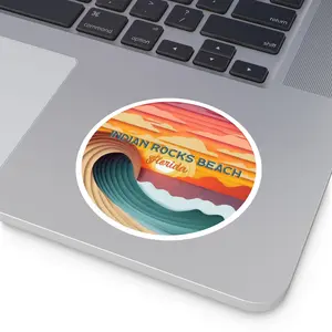 Indian Rocks Beach Florida Sticker, Florida Sticker, Retro Sunset Sticker, Waterproof Vinyl, Beach Vibes, Laptop Sticker Decor Decorative Paradise Sunshine Ornaments Tiles Sticker