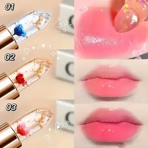 3pack Transparent Petal Changing Lipstick Set Cosmetic Waterproof Long Lasting Moisturizing Lip Glossy Temperature Sensitive Color Changing lip Makeup