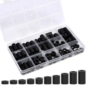 Spacer Assortment Kit M6 Non-Threaded Round Washers for Screws, ID 6.2mm OD 11mm, 10 Sizes (3mm to 20mm), Insulated Plastic Standoffs for 3D Printer, Electronics DIY, 100PCS