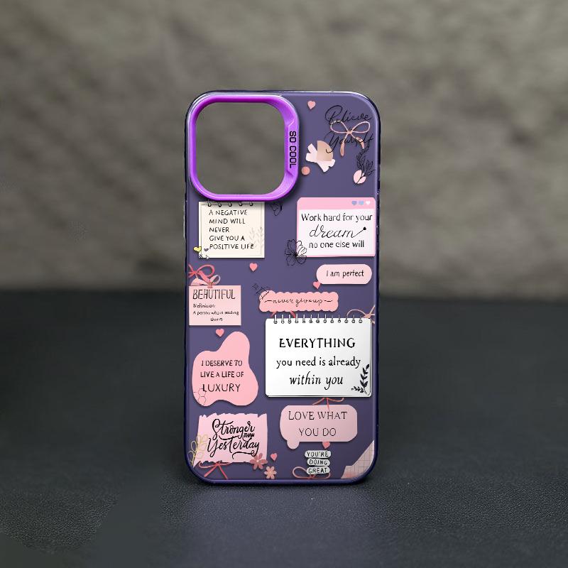Pink Style Growth Quotes Phone Case Durable Hard Acrylic Back Case With An Anti-Yellowing Coating, Made From High-Quality Designed For Reliable Drop Protection For Your Phone For iPhone 17.16.15.14.13.12.11.X.XS.XSMAX.XR.8.7