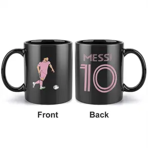 1pc 11oz Messi ceramic mug! Pink color, size 10 with ball design. Hand wash only - The ideal choice for coffee lovers among Messi fans. Suitable for both men and women. Outdoor camping coffee cup. Travel coffee mug Ceramic Cups Travel Mugs