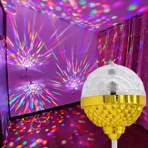 RGB Rotating Home KTV Light -360 degree rotation, flash effect, PC lampshade, ABS body, USB power supply, no battery required, suitable for multi-color rotating magic stage lights for family gatherings and clubs