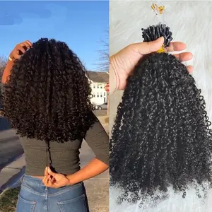 Micrlink Hair Extensions Human Hair Afro Kinky Curly Micro Ring Loop Hair Extensions For Black Women Double Drawn Natural Black