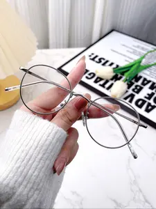 1 Pair Unisex Simple Style Plain Color Round Frame Eyeglasses for Daily Use, Fashion Casual Eyeglasses, Trendy Eyeglasses for Outside Activities, Metal Frame Eyeglasses