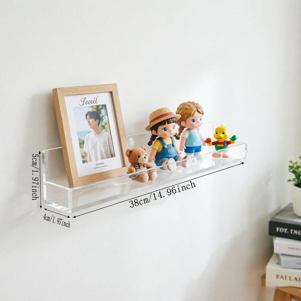 Bathroom wall mounted storage rack, perforated acrylic storage rack, kitchen multifunctional extendable seasoning rack, photo frame, aromatherapy, storage rack, figurine display rack, cosmetics storage rack 16.14×2.76×2.36 inch