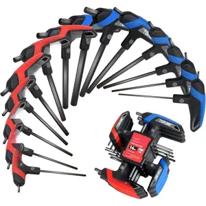 14- T-Handle Hex Key Set, Metric&SAE, Long Arm Hex , Portable Allen Wrenches Sets with Storage Rack for Basic Home Repair and Mechanics Maintenance