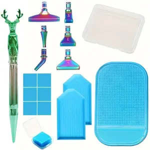 Antler Tip Diamond Painting Pen with Metal Head, 7 Color Drill Point Tips, DIY Rhinestone Application Tool Set, 5D Diamond Embroidery Kit, Diamond Painting Kits