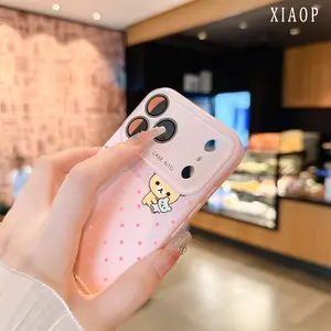 ute Y2K Cartoon Rilakkuma Bright Polka Dots Lovely INS Design Dopamine style iPhone Case for 17 Pro Max 16 15 Plus 14 13 12 Full Camera Protection Shockproof, High Durability,  Ultra-Thin Design| Perfect for Everyday Use Protector Screen Protector