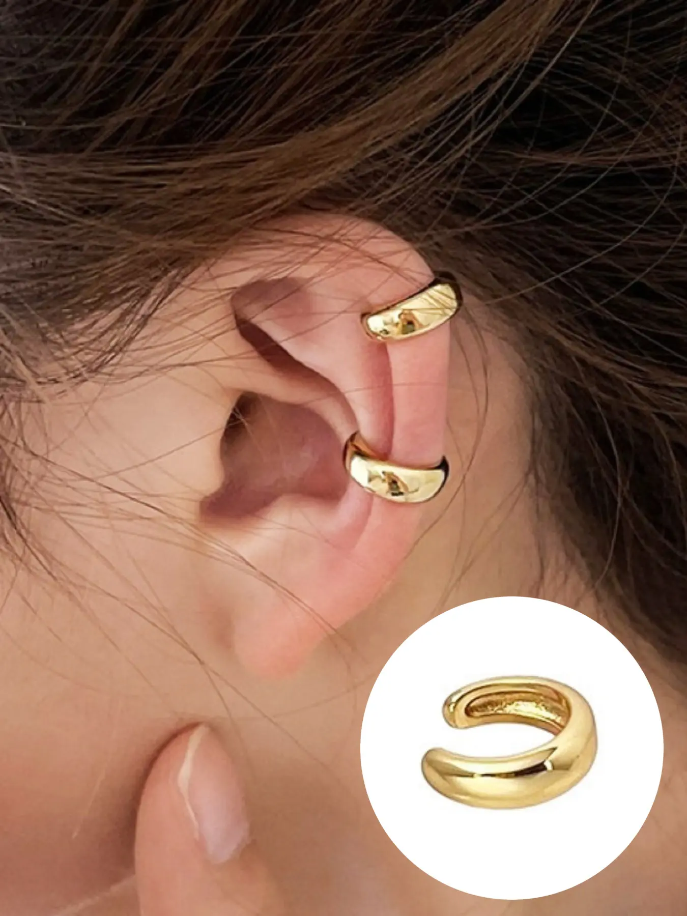 1 piece Ear Cuff Earrings for Women Non Piercing Gold Ear Cuffs Round Huggie Ear Cuff Ear Cuff for Non Pierced Ears Clip on Cartilage Earring Fake Earrings Gold Earrings Trendy Jewelry Circle Shape Earrings Earcuff