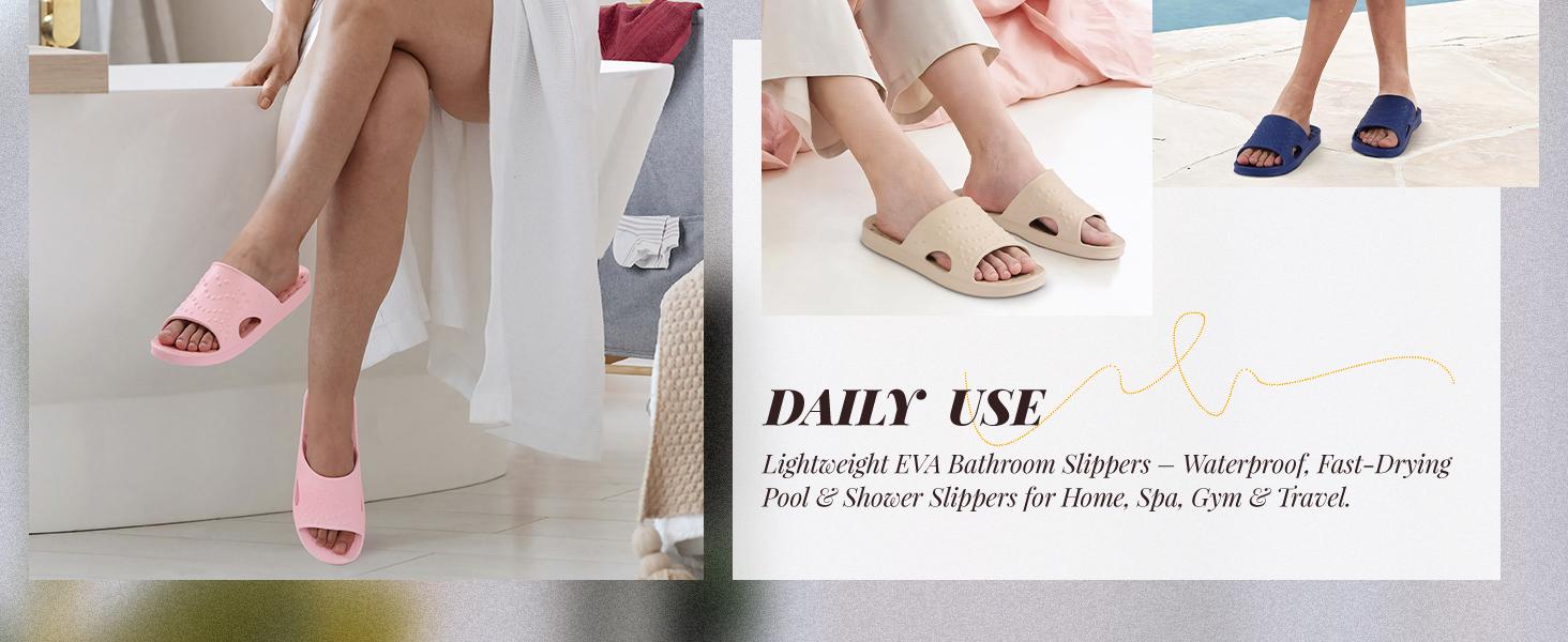 【Back to School  Shevalues Quick Drying Shower Shoes for Women Men with Arch Support | Lightweight Pool Slides with Drain Holes Comfortable Beach Slipper Sandals for Gym College Dorms