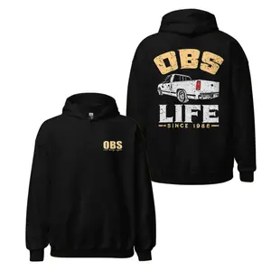OBS LIFE Hoodie – Black Pullover with Classic Truck Graphic, Since 1988 Vintage Style for Car Enthusiasts