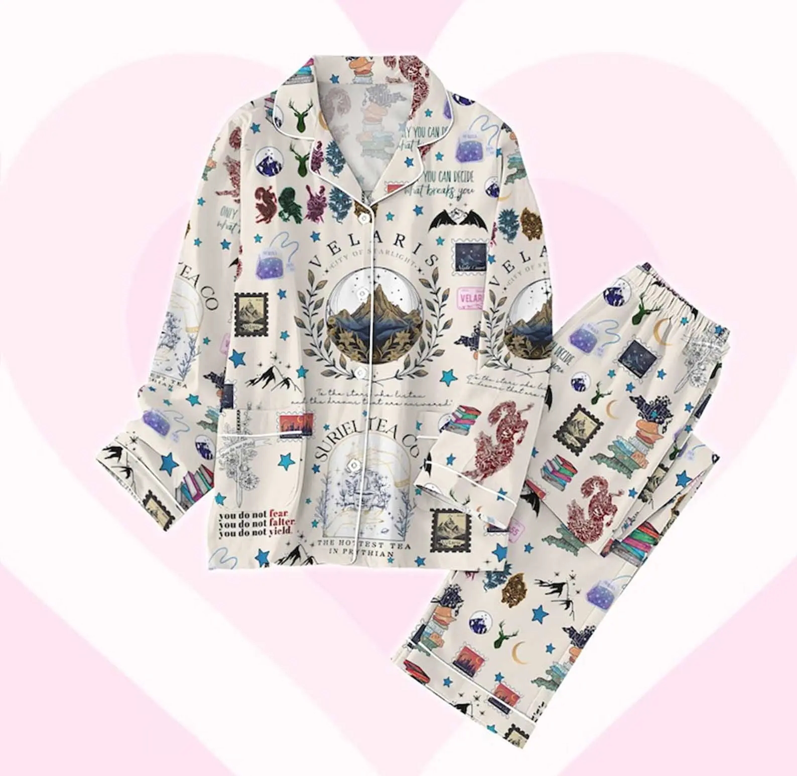 Velaris City Of Starlight Pajama Set, Acotar Series Fantasy Bookish Sleepwear for Women, Acotar Quotes Reader Gift Loungewear, Fantasy Pajamas Gift For Readers