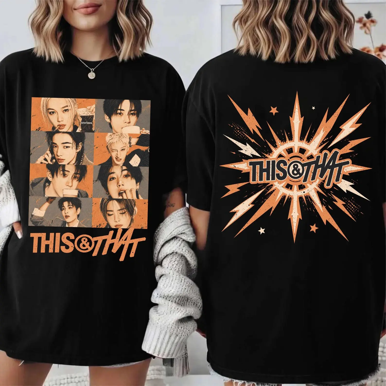 SKZ This & That Retro Hoodie Sweatshirt T-shirt World Tour, This and That Kpop Boy Band Shirt