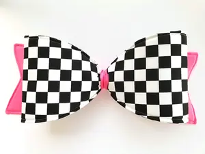 Pink Checkered Wired Fabric Bow