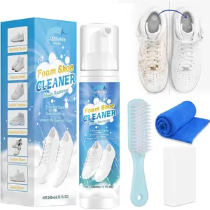 Shoe Cleaner, Sneaker Cleaner Removes Dirt and Stains, 6.76 Oz Shoe Cleaning Kit Works on Leather, Knit, Boots, Canvas, PU