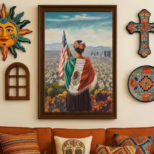 [UNFRAMED] Mexico Wall Art - Floral Corazon Mexicano Artwork for Kitchen Decor & Room Decor - Premium Quality Print on Paper - 24x36in Size - Ideal Gift for Mexican Heritage Lovers