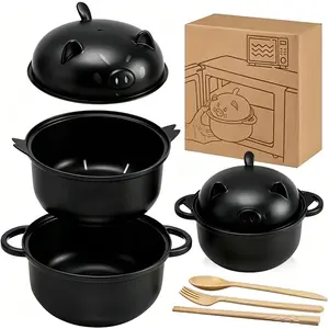 Cute Ramen Cooking Set, including chopsticks, microwave-safe rice straw, 43-ounce noodle bowl, set of tableware, Thanksgiving tableware set, Mother's Day gift, stockpile set.,summervibes