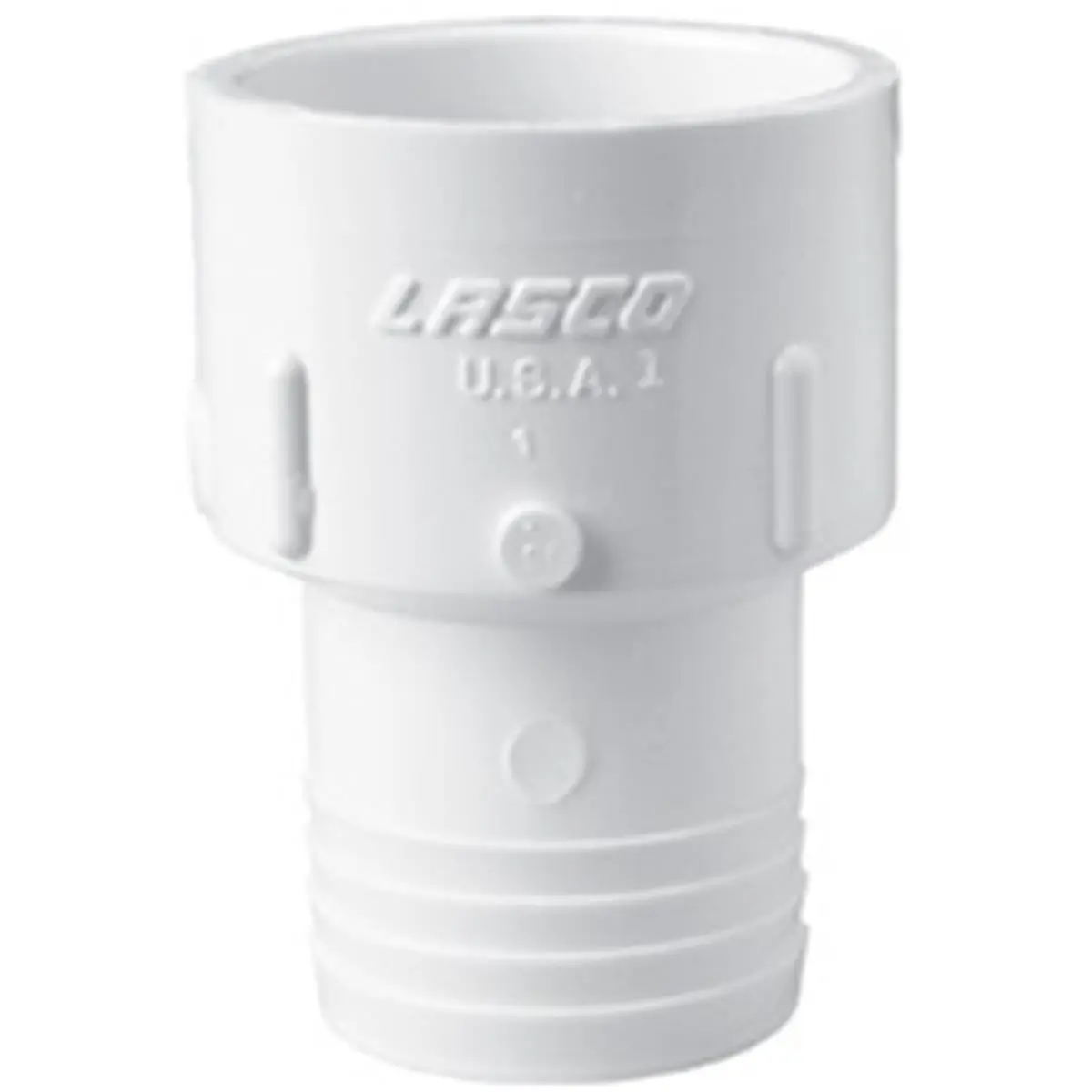 Lasco Flex Adapter PVC Pipe Fitting, 1.5 in. Insert x Socket, Schedule 40 PVC with Integrated Buna-N O-Ring for Aquatic Fitness Equipment