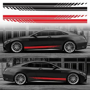 Creative Car Side Skirt Stripes Sticker, DIY Auto Decal, Car Decals, Universal Fit, Car Exterior Decoration, Customizable Car Accessories