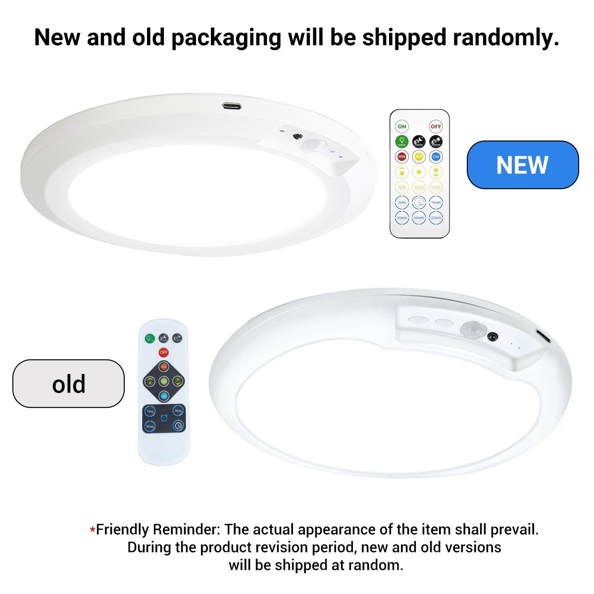 Rechargeable Motion Sensor Ceiling Light with Remote - Magnetic Wireless Ceiling Light Battery Powered for Closet Shower Stairs Shed Hallway Porch Patio ect