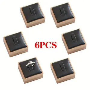 6-Piece Wooden Ring Holder and Display Stand / Earring Display Stand, Jewelry Display Rack for Rings and Earrings