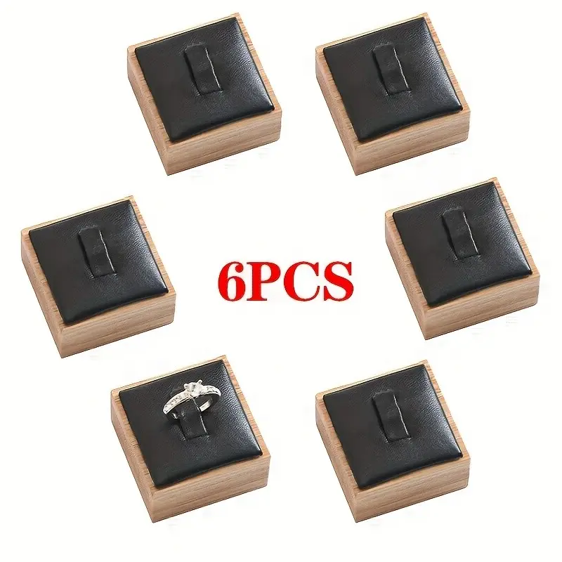 6-Piece Wooden Ring Holder and Display Stand / Earring Display Stand, Jewelry Display Rack for Rings and Earrings