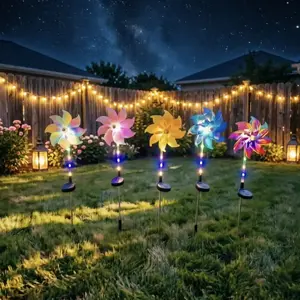 Solar Powered LED Windmill – Colorful Outdoor Garden Spinner, Waterproof, Night Glow Lawn & Patio Decoration