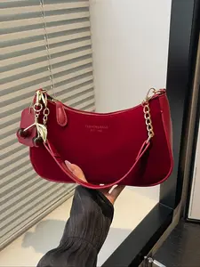 Women's Vintage Crossbody Bag, Adjustable Shoulder Strap, Zipper Closure, Cherry Charm Design, Elegant Fall Winter Accessory