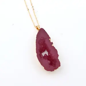 Maroon Geode Necklace