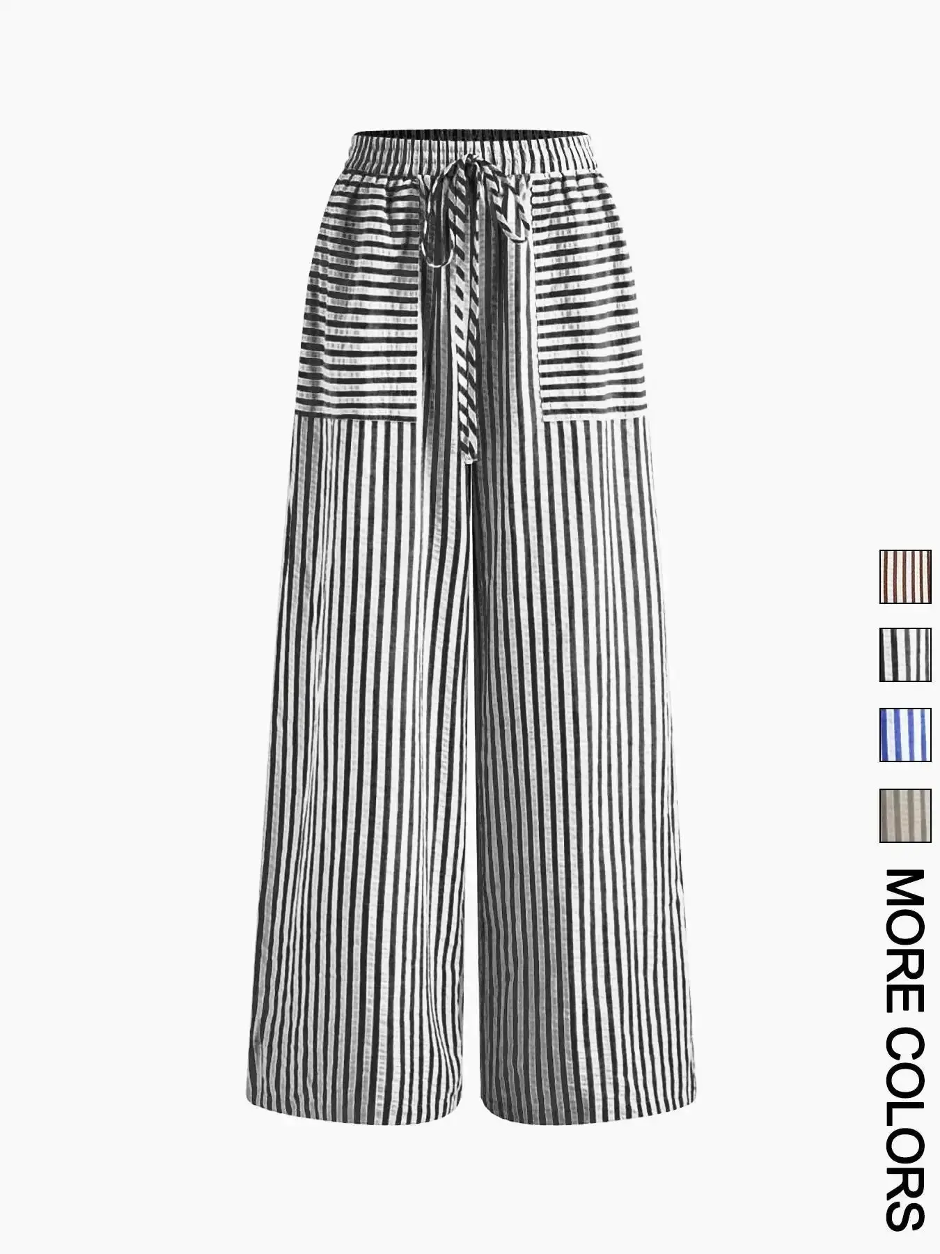 Trendy Striped Print Wide Leg Pants, Casual Comfy Trousers for Daily Wear, Ladies Bottoms for All Seasons, Fit, tailored comfort, sleek line, flattering drape, versatile piece