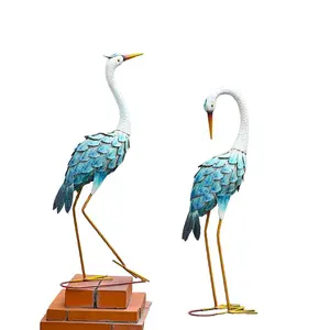 Vintage Iron Crane Statue, Elegant Outdoor Decor, Rust-Resistant, Ideal for Gardens, Courtyards, Water Features, Enhances Oriental Aesthetics