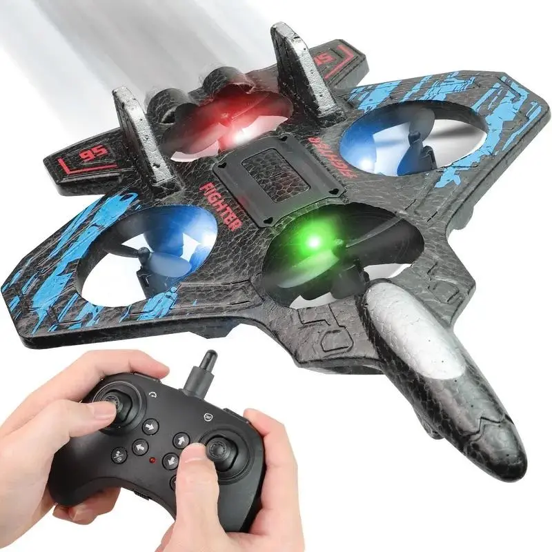 Remote Control Airplane with 2 batteries RC Plane Drones for Kids 8-12 Boys Adult Flying Foam Air Plane Toy for Beginner with Stable Hovering,6-axis Gyro,360° Flips,Circle Fly,LED Light,Low Battery Alarm,2.4Ghz best gift for Christmas and new year