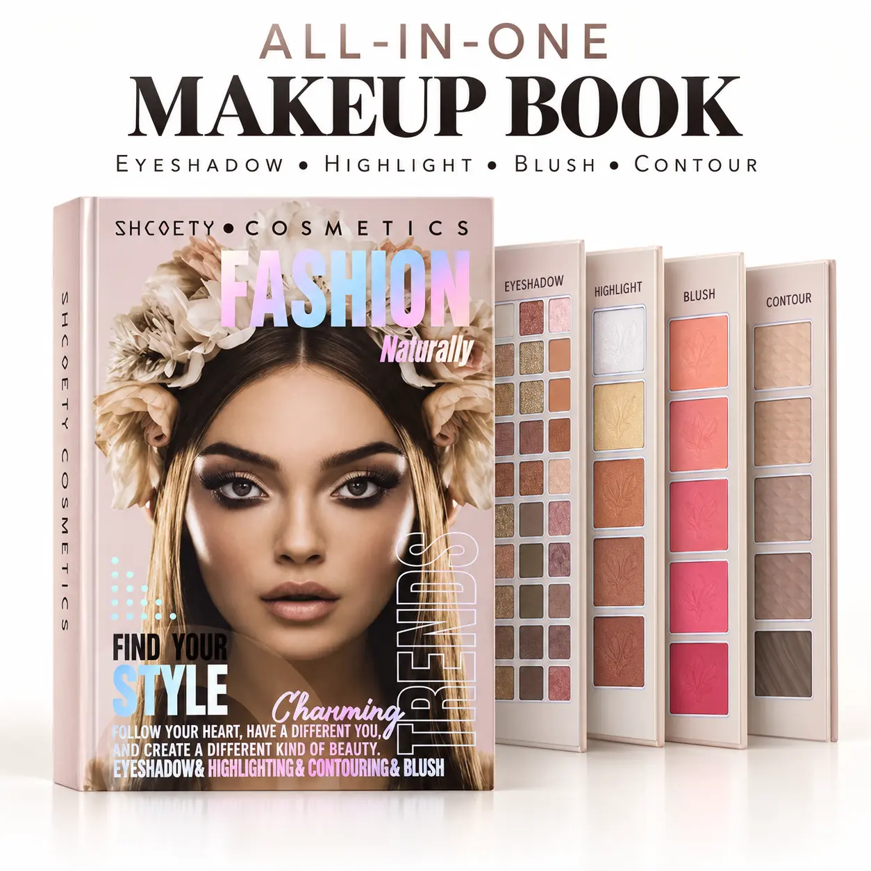 All-in-1 Makeup Book Palette Set - Full Face Beauty Kit with Eyeshadow, Blush, Highlighter, Contour, Matte & Shimmer Multi-Use Cosmetics