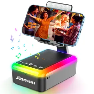 【New Year Picks】Jteman Portable Heavy Bass Bluetooth Speaker with Phone Holder & 7-Color RGB Light for Outdoor Movies Music & Videos Perfect Gift for Newcomers Audio Home Theater Adjustable Subwoofer