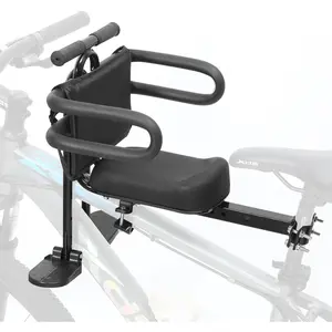 Kids Bike Seat Front Mounted with Handlebar, Detachable Front Mount Toddler Bicycle Seat with Foot Pedals for Children 2-5 Years, Compatible with Adult MTB Mountain Bikes, Lightweight, Aluminum