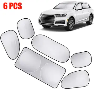 6PCS Reflective Car Windshield Sunshade Kit, Silver Coated Sunproof Protection Heat Shield, Side Window Privacy Protection Cover Car Window Covers for Camping Napping, Keep Cool for Most Cars