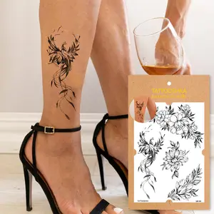 Flowers and Phoenix (LB-124). Temporary tattoos. Party tattoos. Kids tattoos. Custom design. Tattoo sets. Ukrainian. Realistic. Waterproof