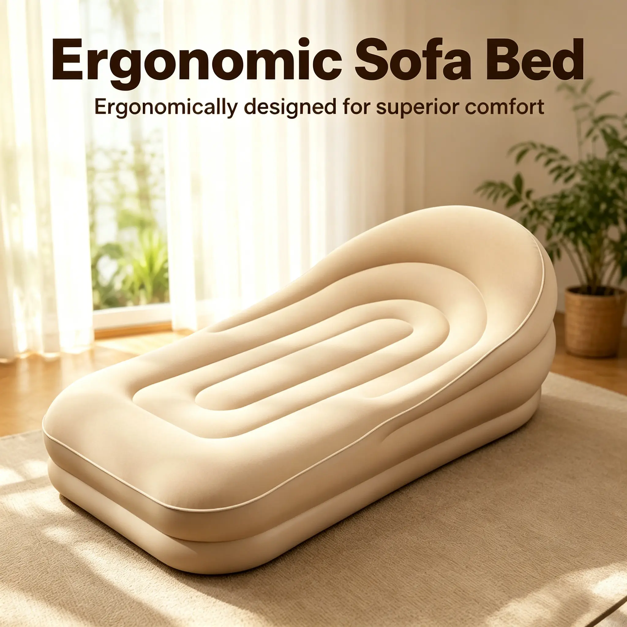 3-in-1 Versatile Luxury Inflatable Sofa Bed – Heavy-Duty Durable Air Mattress with Integrated Backrest, Air Pump Included, Ideal for Summer Camping & Short Trips, Thoughtful Holiday Gift
