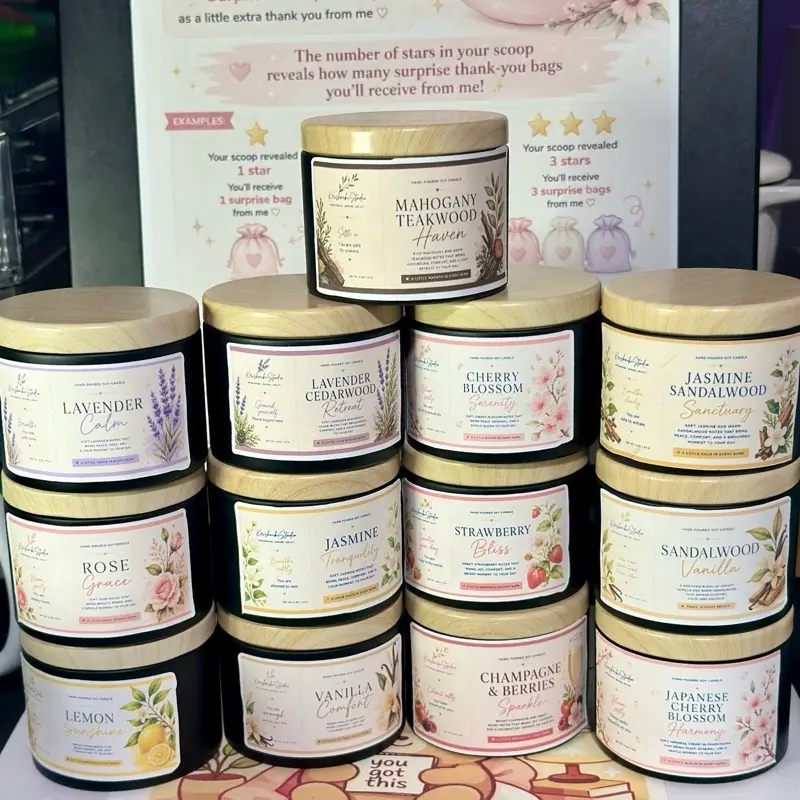 Handmade Soy Wax Candle - Fragrance-Optional Artisanal Ambiance Calm Wax Candle, Flower-Themed Cozy Self-Care Gift with Assorted Flavor Options, Wax Candles, Assorted Flavor Candles