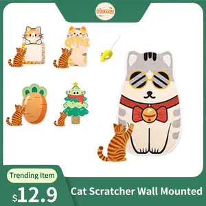 【Buy 1 Get Free Toy Mouse!】Wall Mounted Cat Scratching Board Thickened Durable Wear Resistant Protects Furniture from Cat Scratching Suitable for walls Sofas Cabinets Doors Glass Personalized Cat Tree Tower Cat toy mouse Pet supplies Scratcher Kittens