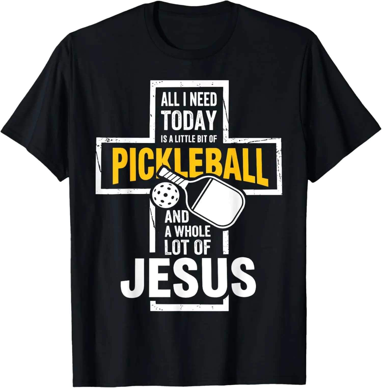 Men's Short-Sleeve Sports T-Shirt - "All I Need Today is Pickleball and Jesus" Christian Faith Top for Pickleball & Outdoor Activities