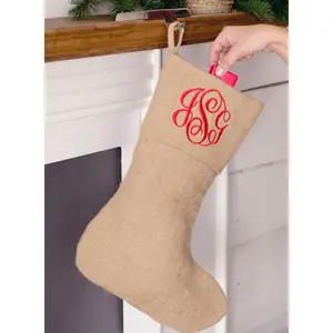 Solid Burlap Christmas Stockings