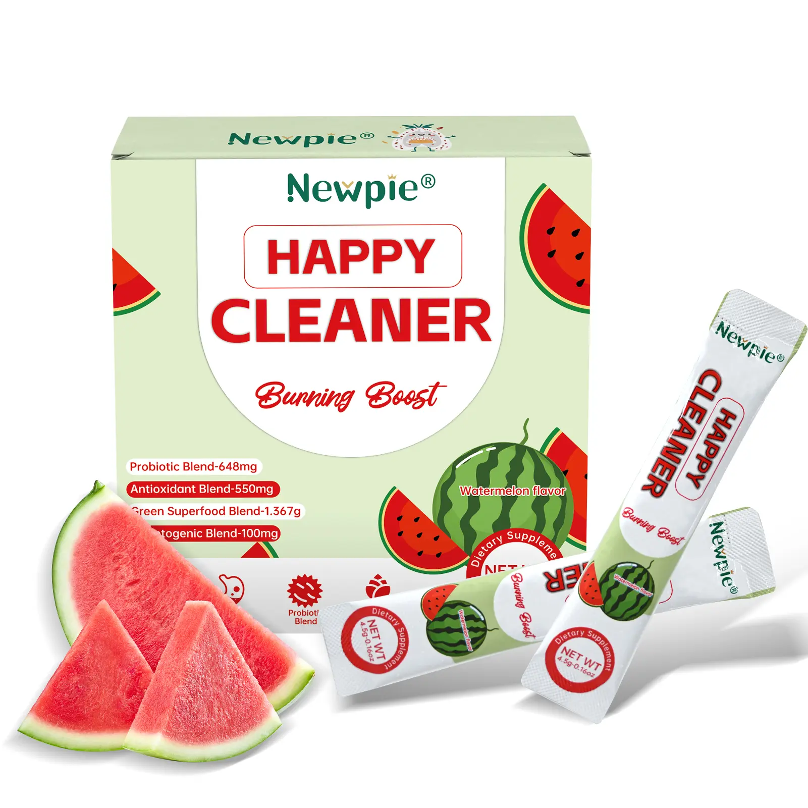 Newpie Superfoods Happy Cleaner Probiotic Powder,Watermelon Flavor Prebiotic & Probiotic Powder,Organic Fiber,Sugar Free,Gut Health,Natural Antioxidant for Women Men (20 Packet, Mixed Berry)