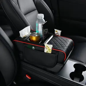 4 in 1 Universal Car Interior Accessories Red Trim Cup Holder & Phone Storage for Long Distance Travel Stylish Functional for Most Vehicles Console Cover Center organizador de auto